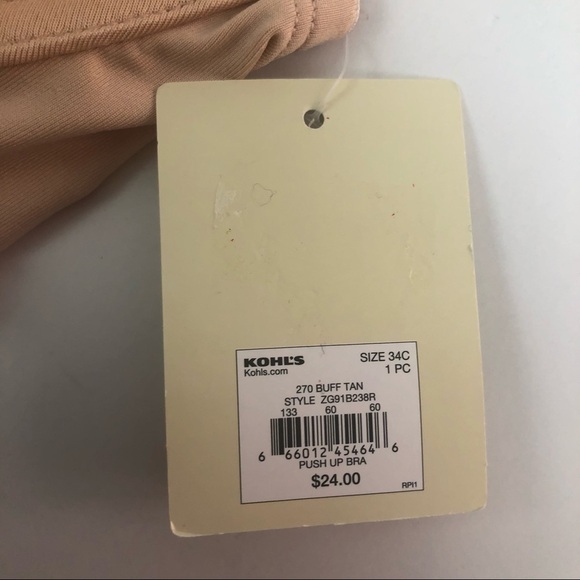 NWT SO by Kohl’s Women’s Bra Size 34C Color Tan - Picture 5 of 7